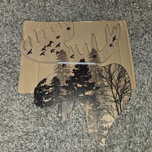 Wooden Moose Wall Art with Forest Design Perfect Gift, Man Cave